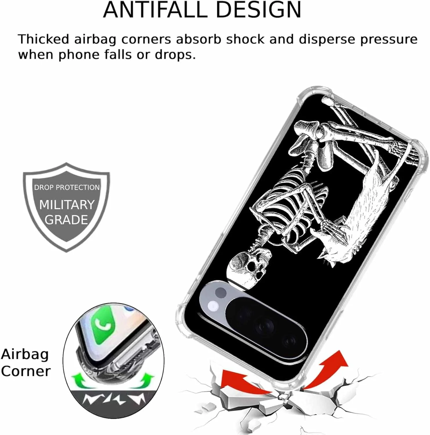 کاور گوشی گوگل پیکسل 10/10 پرو با طرح جمجمه، طرح اسکلت و گربه زیبا، کاور محافظ TPU نرم و باریک شفاف، 6.3 اینچ (جمجمه، P10) کاور گوشی گوگل پیکسل 10/10 پرو با طرح جمجمه، طرح اسکلت و گربه زیبا، کاور محافظ TPU نرم و باریک شفاف، 6.3 اینچ (جمجمه، P10)