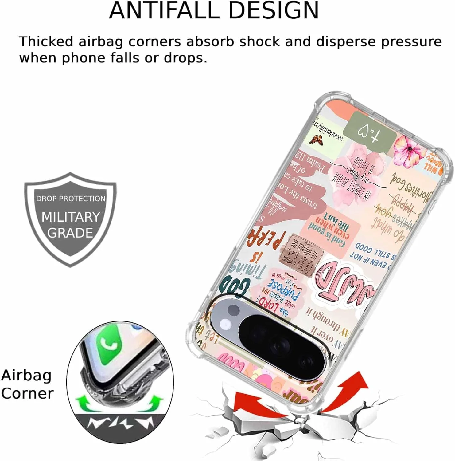 قاب گوشی گوگل پیکسل 10/10 پرو با طرح مسیحی، کلاژ آیات کتاب مقدس، کاور محافظ TPU نرم و باریک شفاف، 6.3 اینچ (مسیحی، P10)