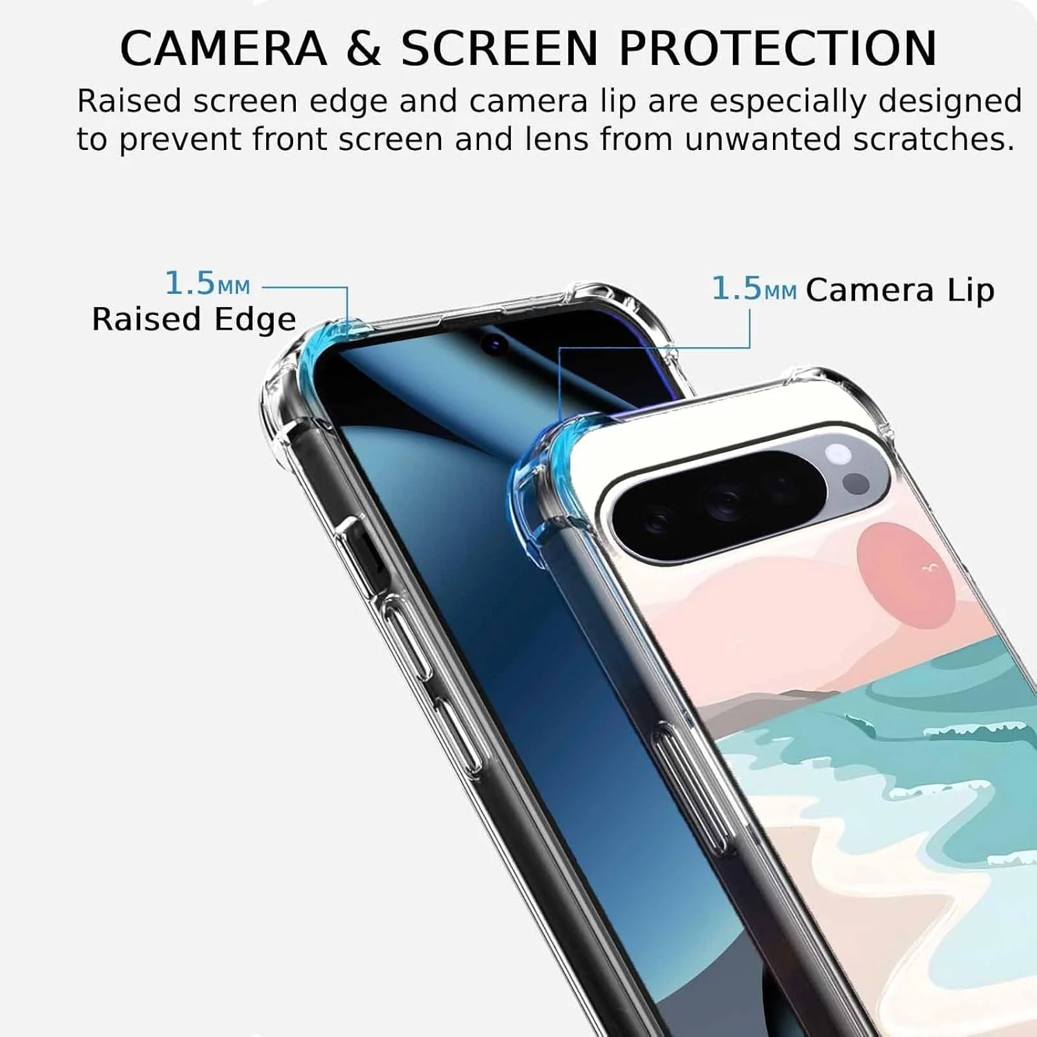 کاور گوشی گوگل پیکسل 10/10 پرو با طراحی مینیمالیستی، طرح بوهمی ساحل و غروب آفتاب تابستانی زیبا، کاور محافظ TPU نرم و باریک شفاف، 6.3 اینچ (ساحل، P10)