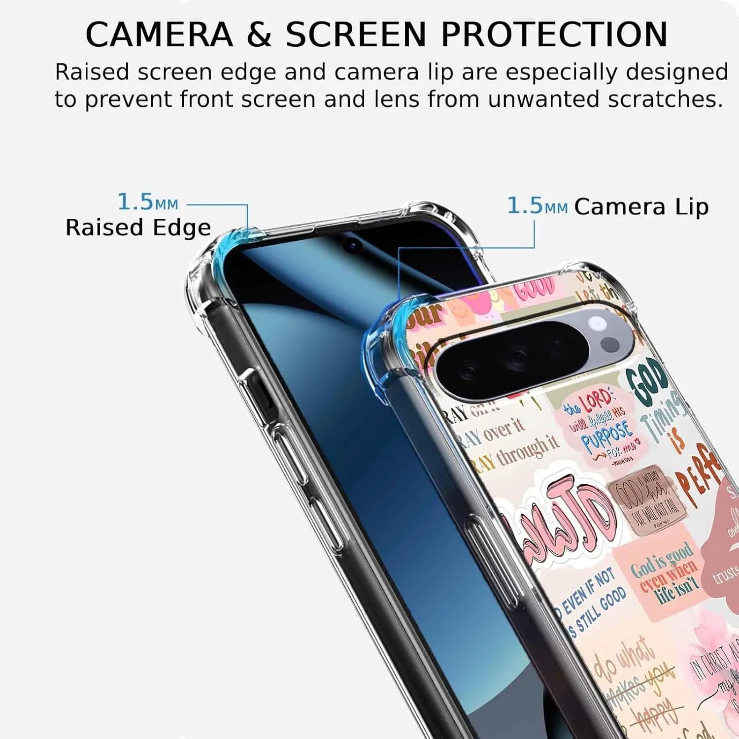 قاب گوشی گوگل پیکسل 10/10 پرو با طرح مسیحی، کلاژ آیات کتاب مقدس، کاور محافظ TPU نرم و باریک شفاف، 6.3 اینچ (مسیحی، P10)