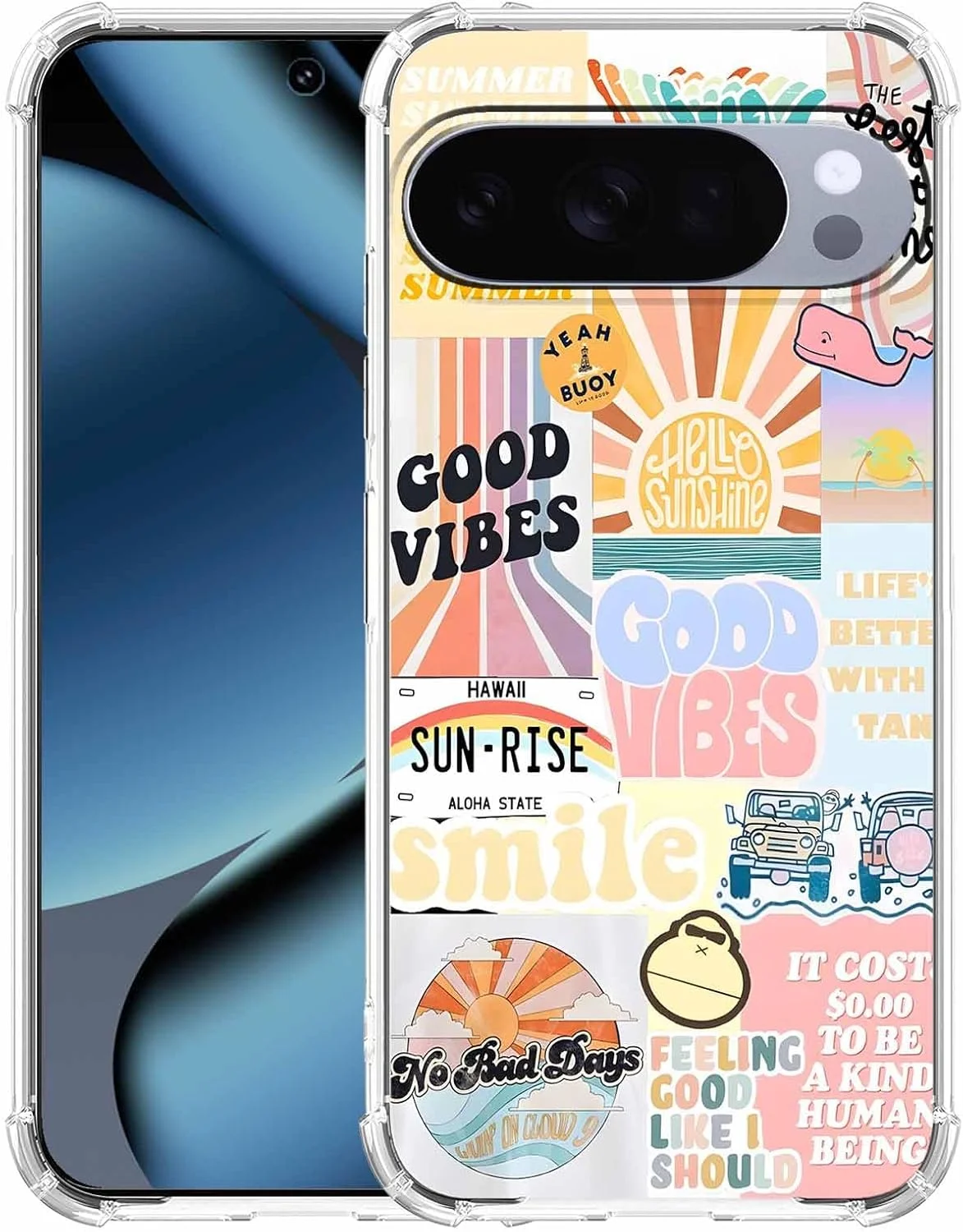 کاور گوشی گوگل پیکسل 10/10 پرو با طراحی زیبا، کولاژ نقل قول های مثبت، کاور محافظ TPU نرم و باریک شفاف، 6.3 اینچ (خوب، P10)