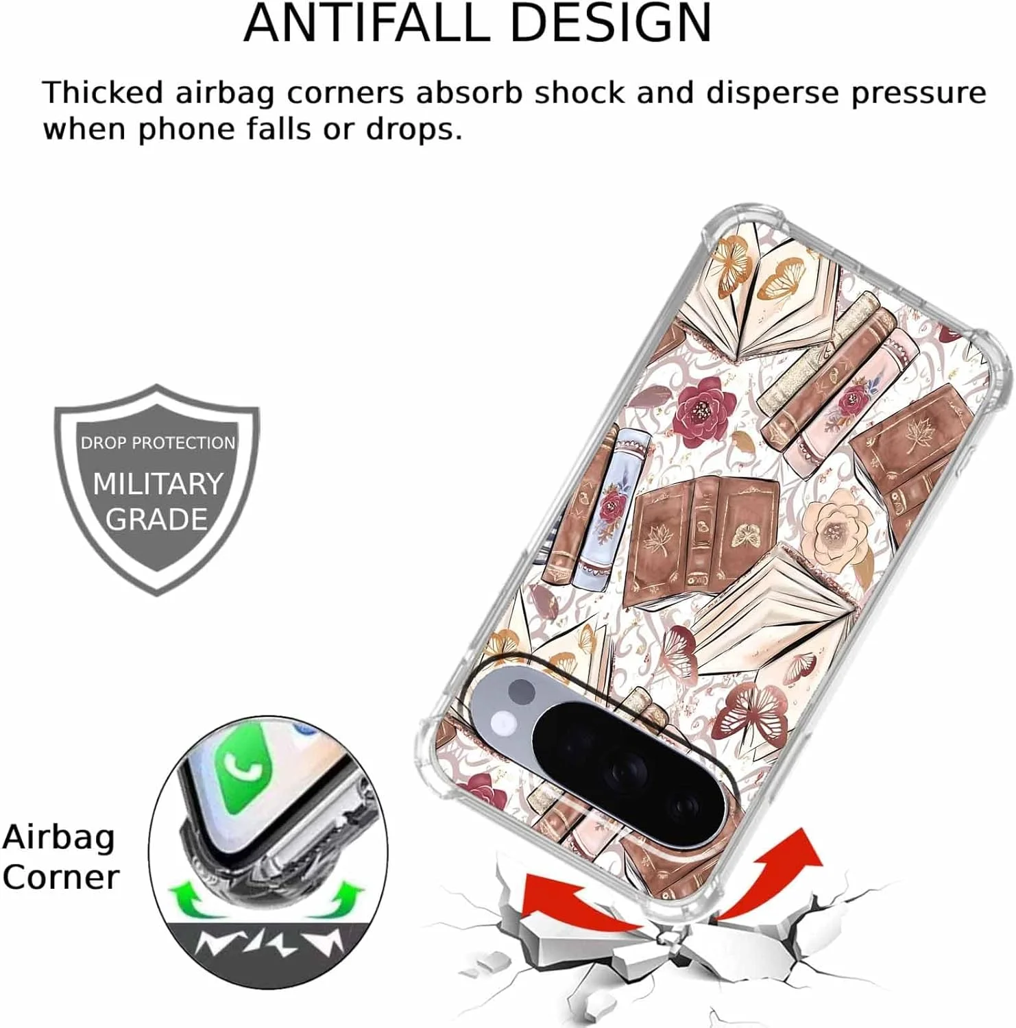 کاور گوشی گوگل پیکسل 10/10 پرو با طراحی زیبا، طرح کتابی پروانه قهوه ای وینتیج، کاور محافظ گوشی باریک و نرم TPU شفاف، 6.3 اینچ (پروانه، P10)