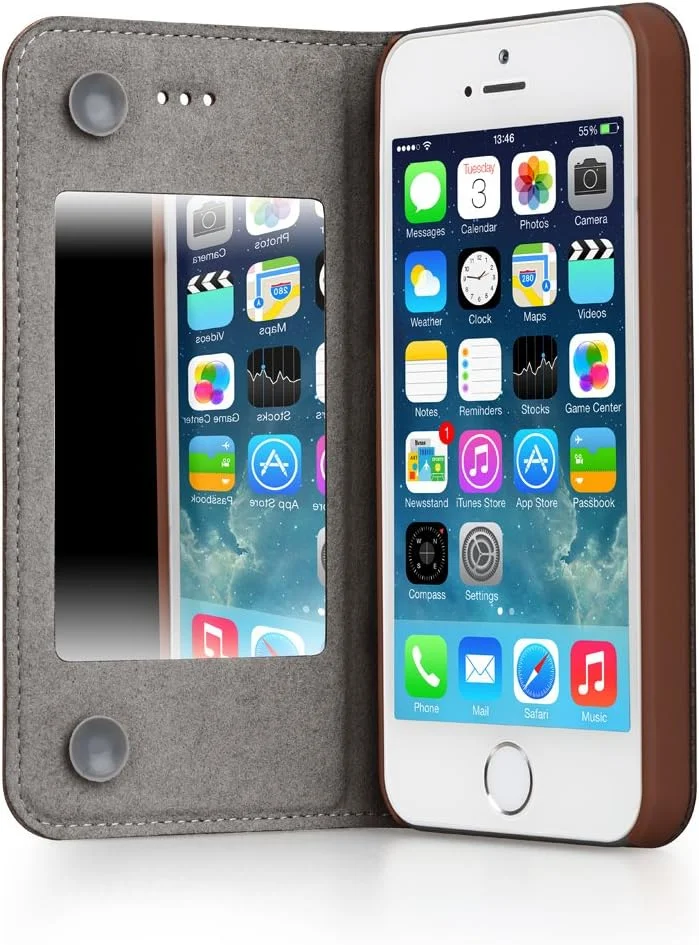 کاور چرمی و PC مدل Kiss-M قهوه ای GGMM برای آیفون 5/5S مدل iPh01906