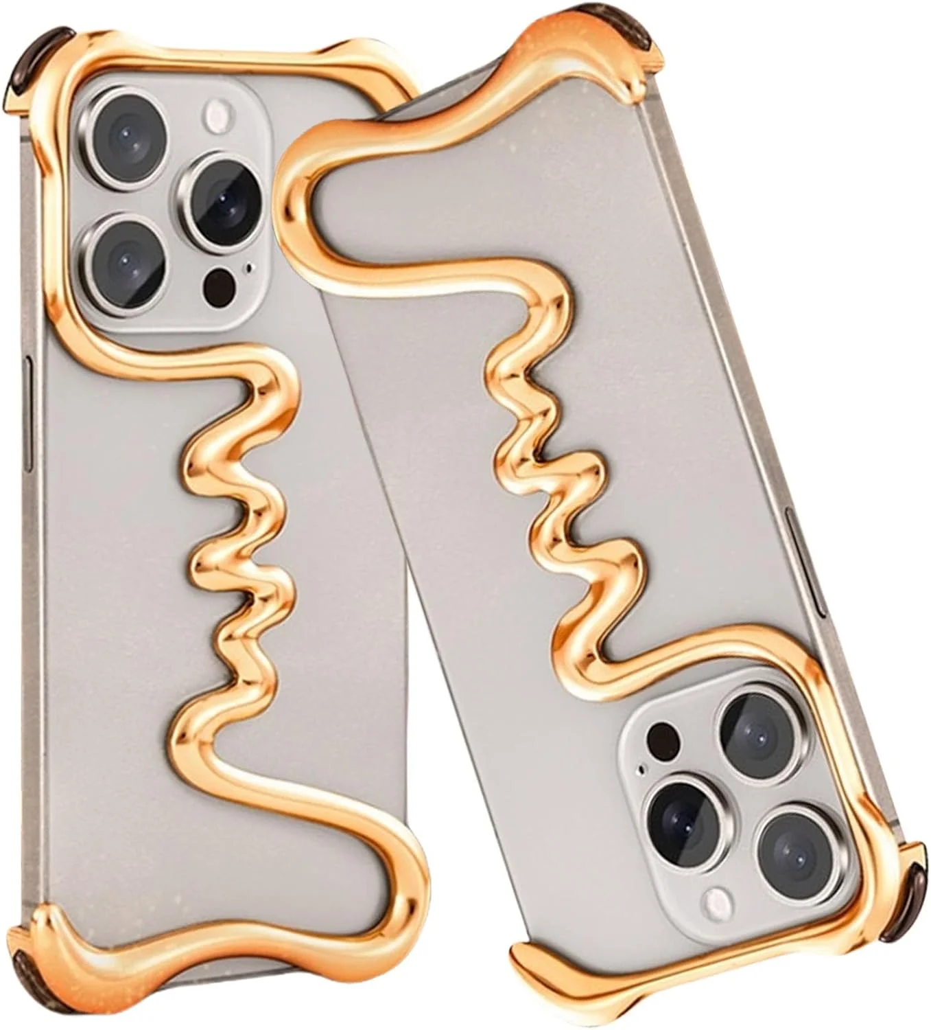 قاب فلزی بدون فریم برای آیفون 16 پرو مکس/16 پرو، بدنه توخالی سه بعدی آلیاژ آلومینیوم کامل، تداخل صفر سیگنال، سبک وزن، اتلاف حرارت بهبود یافته (طلایی، 16 پرو مکس)