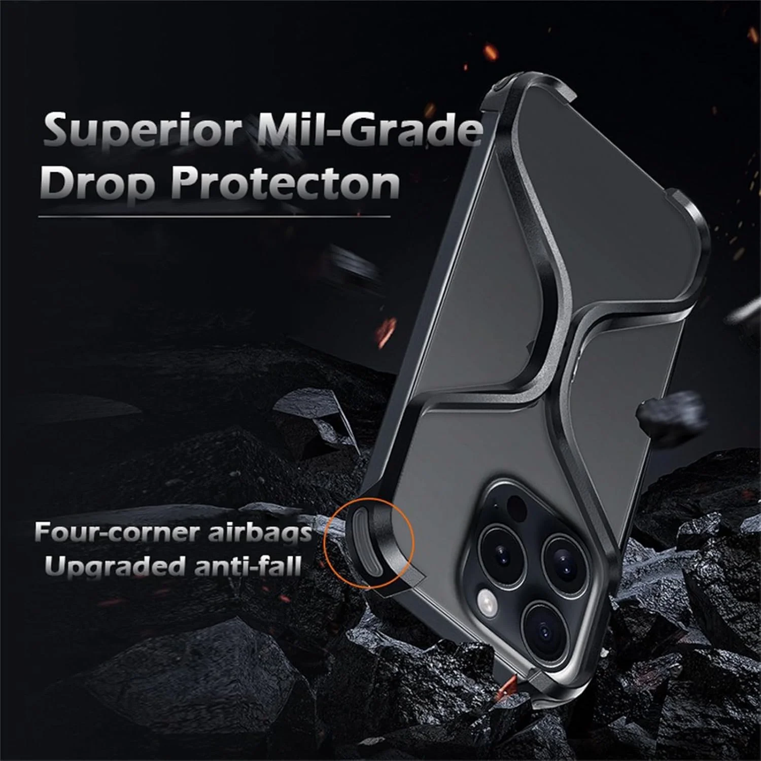 کاور X شکل برای آیفون 16 پرو مکس/16 پرو، طراحی هندسی آلومینیومی فلزی بدون قاب با تهویه حرارتی توخالی، فوق العاده نازک، سبک وزن، شیک و مینیمالیستی (نقره ای، 16 پرو مکس)