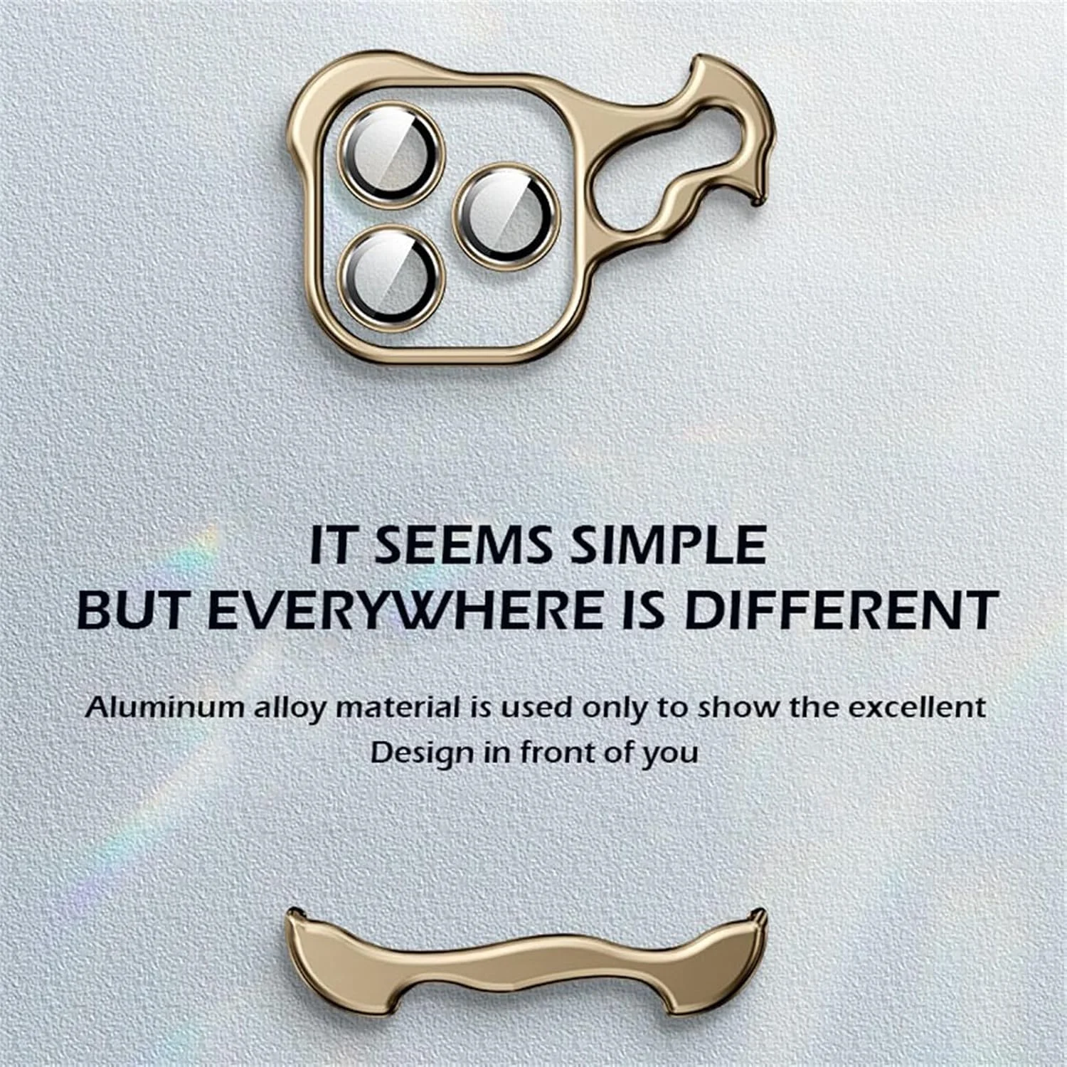 قاب بدون فریم برای آیفون 16 پرو مکس/16 پرو/16 پلاس/16، باریک و نازک، بدون حاشیه، با پدهای گوشه فلزی آلومینیومی با شکل خاص، ضد افتادن، همراه با محافظ لنز دوربین (طلایی، 16 پرو مکس)