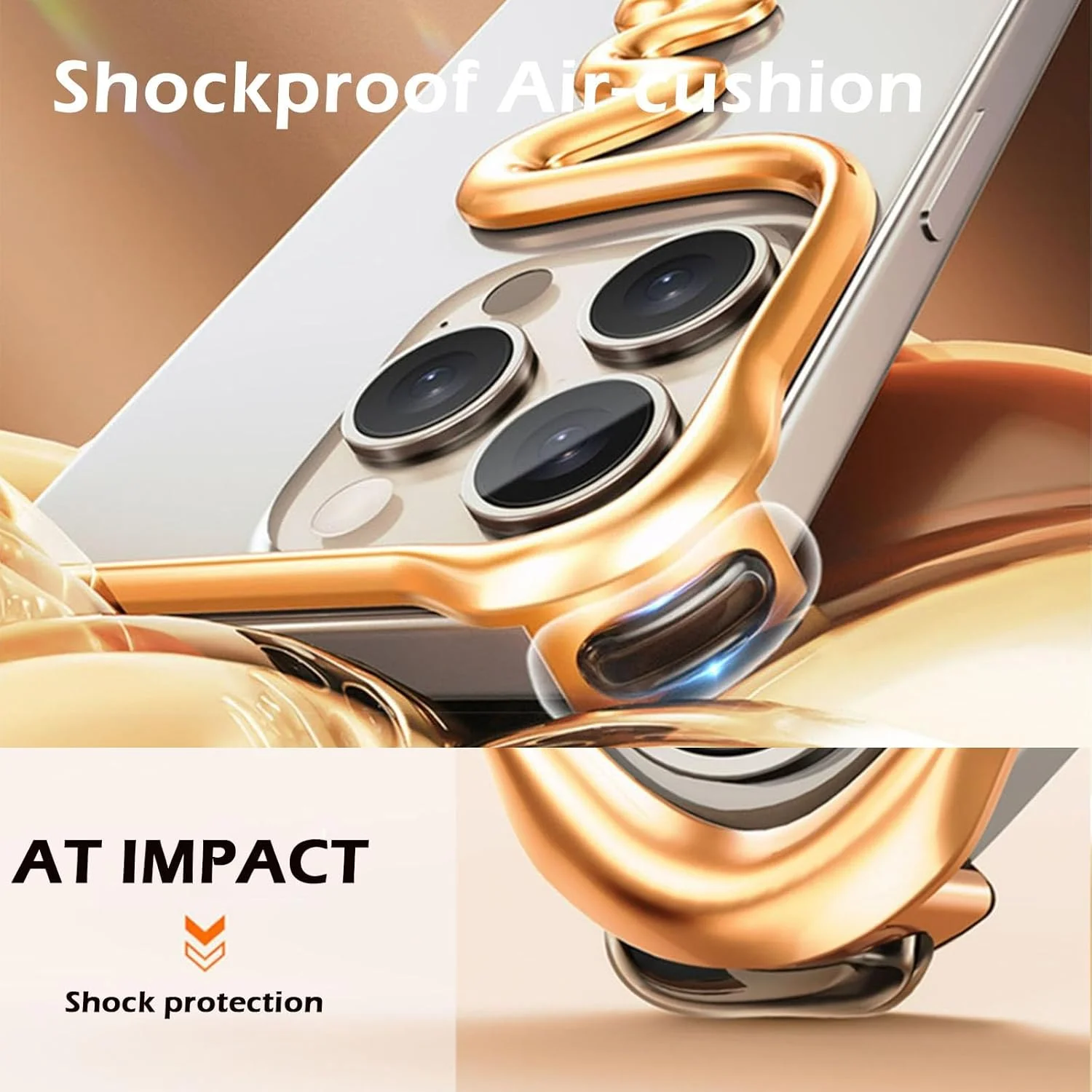 قاب فلزی بدون فریم برای آیفون 16 پرو مکس/16 پرو، بدنه توخالی سه بعدی آلیاژ آلومینیوم کامل، تداخل صفر سیگنال، سبک وزن، اتلاف حرارت بهبود یافته (طلایی، 16 پرو مکس)