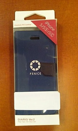 کیف چرمی پریمیوم PU مدل FENICE M005BL00APIP5S آبی DIARIO VER.2 با نوار جادویی باریک برای گوشی اپل آیفون 5/5S/5C