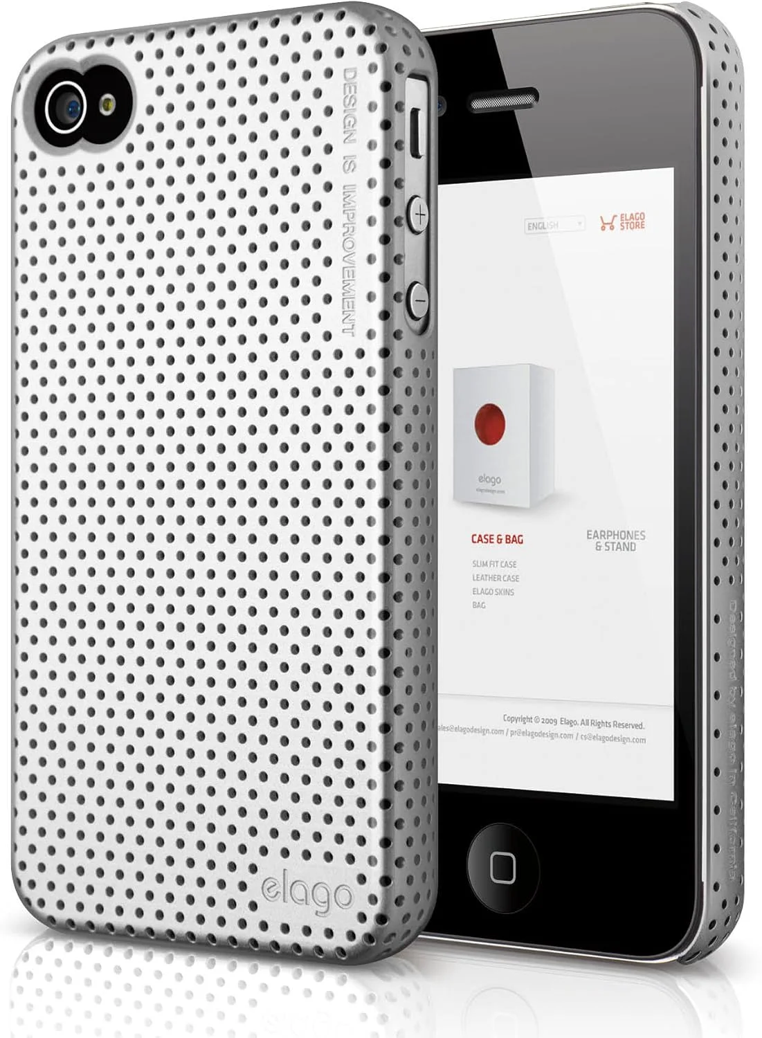 محافظ گوشی Elago S4 Breathe2 مناسب برای آیفون 4/4S - نقره ای متالیک SF + محافظ صفحه نمایش شفاف حرفه ای HD