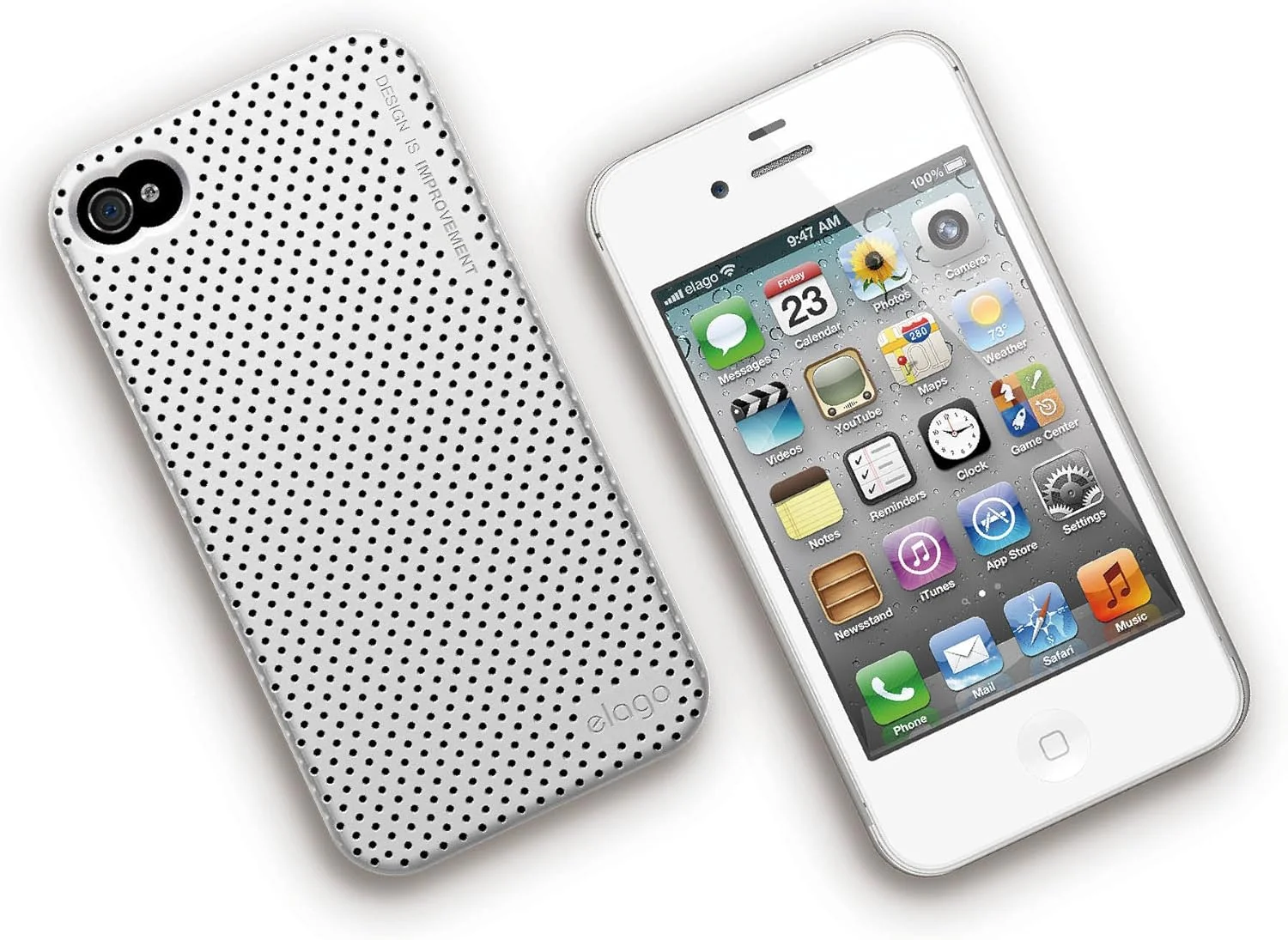 محافظ گوشی Elago S4 Breathe2 مناسب برای آیفون 4/4S - نقره ای متالیک SF + محافظ صفحه نمایش شفاف حرفه ای HD