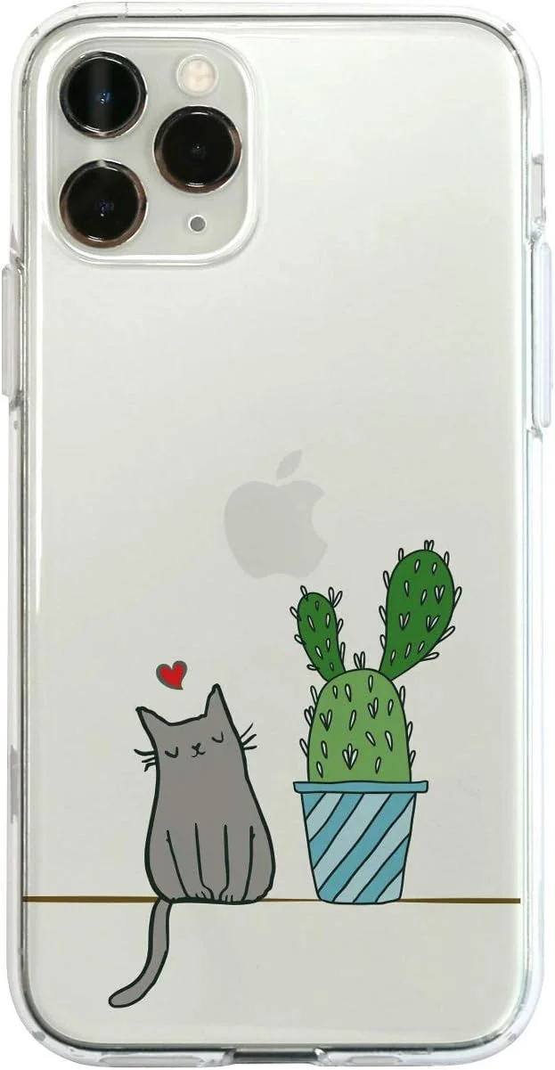 کاور ژله ای شفاف طرح کاکتوس و گربه Dparks مناسب آیفون