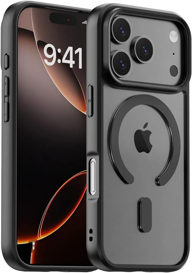 قاب آهنربایی edaiser برای آیفون 17 پرو مکس، مشکی شفاف ضد زردی | سازگار با MagSafe | کاور پشتی شفاف هیبریدی