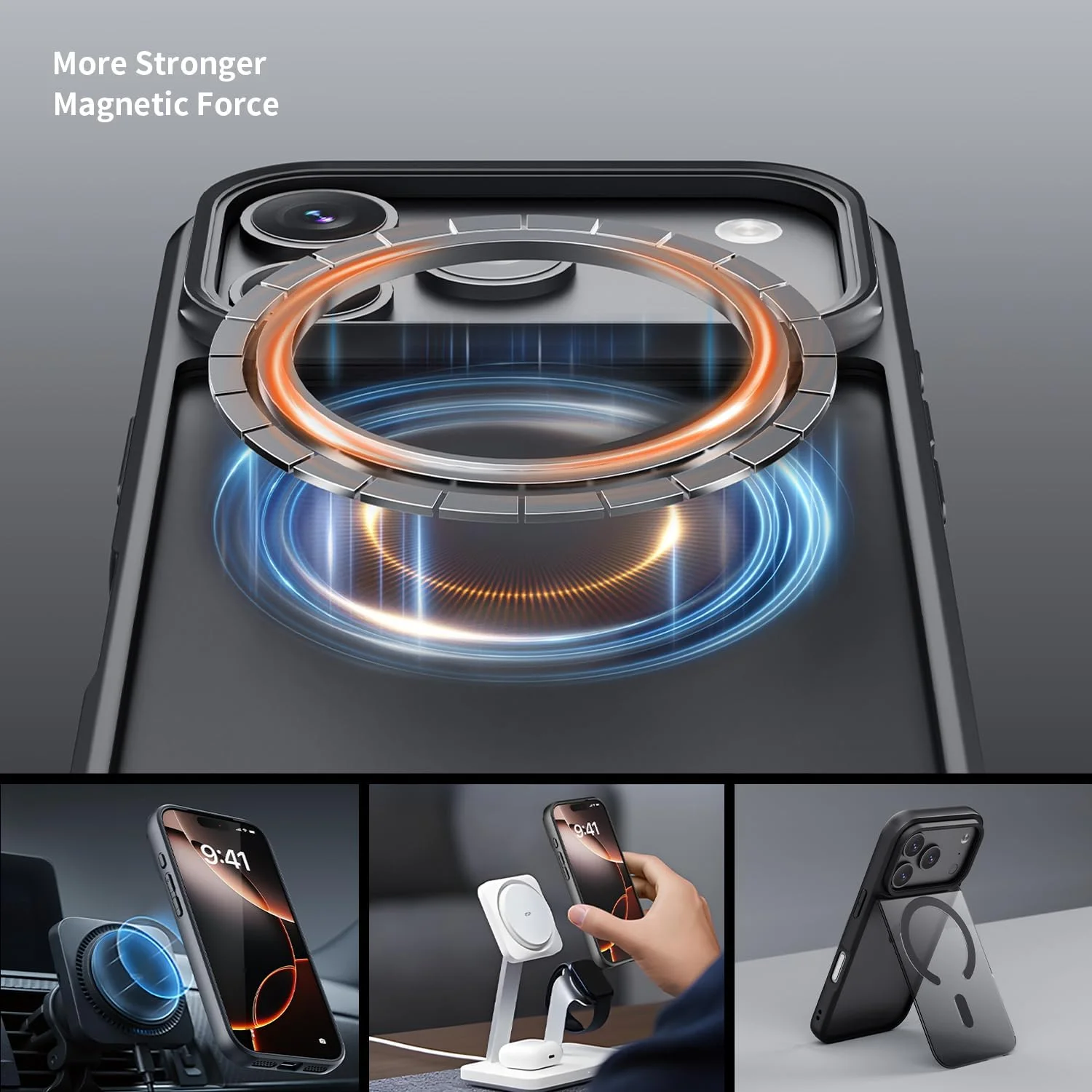 قاب آهنربایی edaiser برای آیفون 17 پرو مکس، مشکی شفاف ضد زردی | سازگار با MagSafe | کاور پشتی شفاف هیبریدی