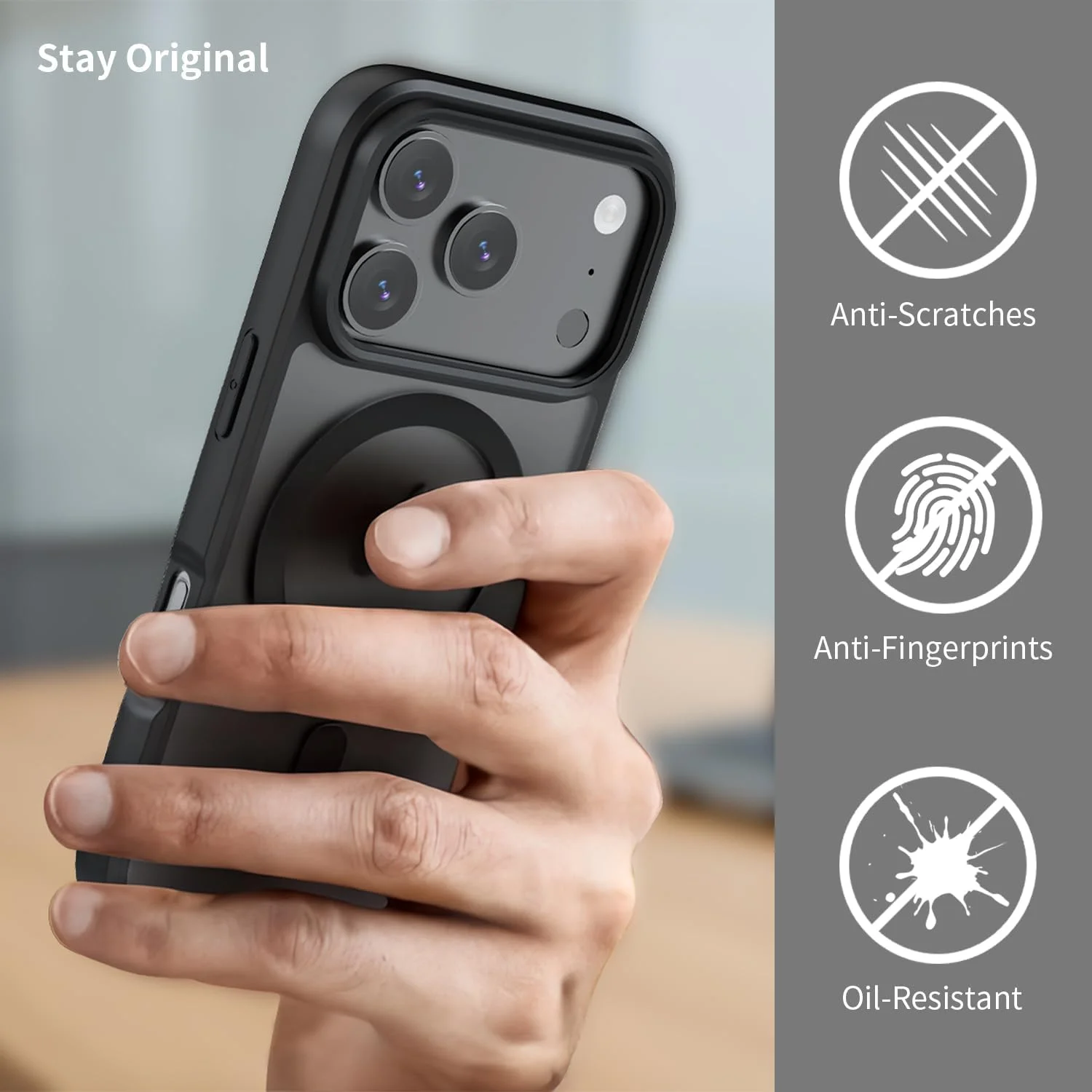 قاب آهنربایی edaiser برای آیفون 17 پرو مکس، مشکی شفاف ضد زردی | سازگار با MagSafe | کاور پشتی شفاف هیبریدی