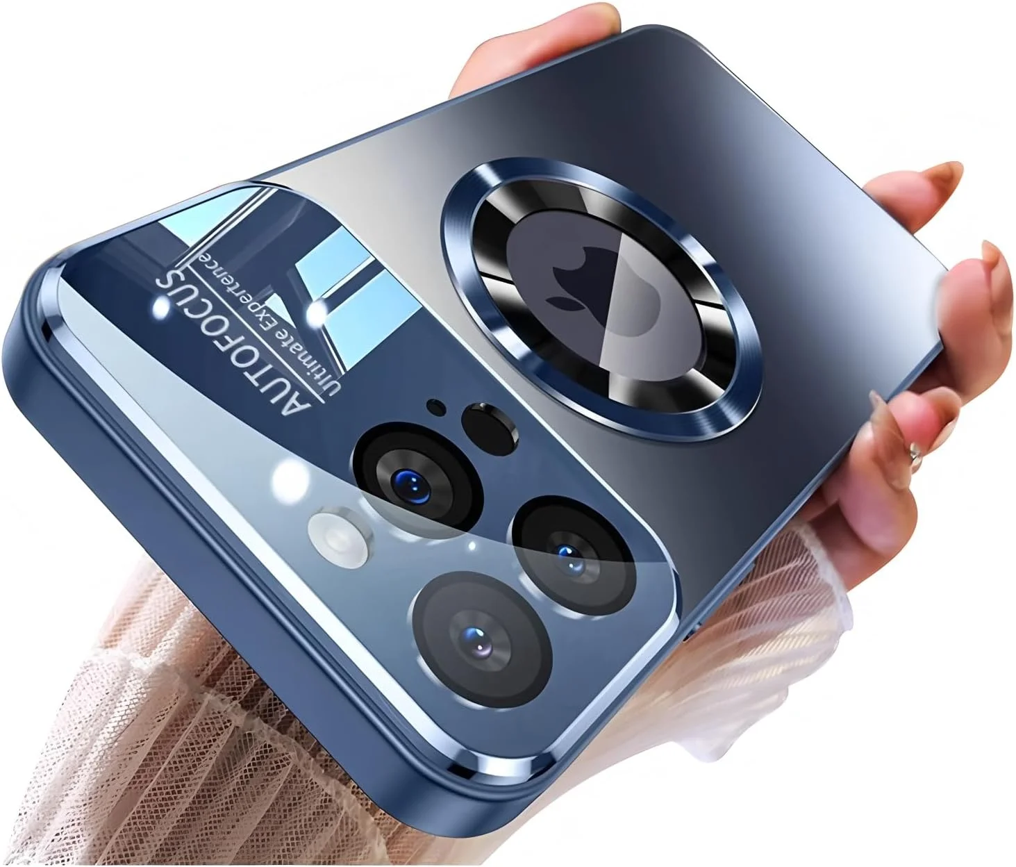 قاب محافظ سری مگنتی طراحی شده برای آیفون 14 پرو مکس، [سازگار با مگ‌سیف] [محافظ لنز دوربین کامل و مقاوم در برابر سقوط نظامی]، نمایش لوگو با پنجره بزرگ، ضد گرد و غبار، پوشش مات ضد ضربه، آبی