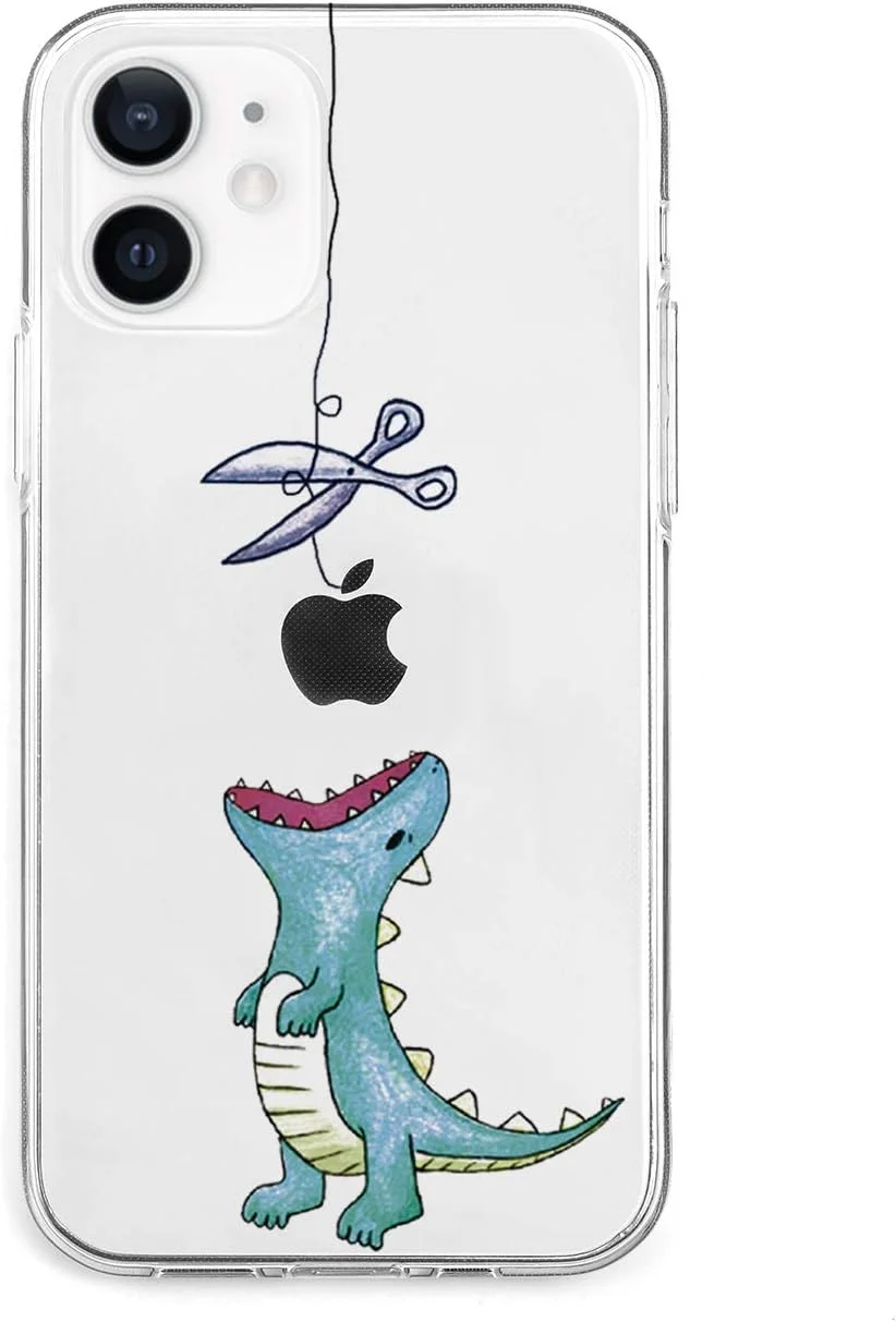 قاب محافظ شفاف آکان AK19187i12 مناسب برای آیفون 12 مینی، طرح دایناسور، نرم، شفاف، ضد اثر انگشت، TPU، شارژ Qi، شارژ بی‌سیم، کاور آیفون 12 مینی، قاب نرم و شفاف، سبز