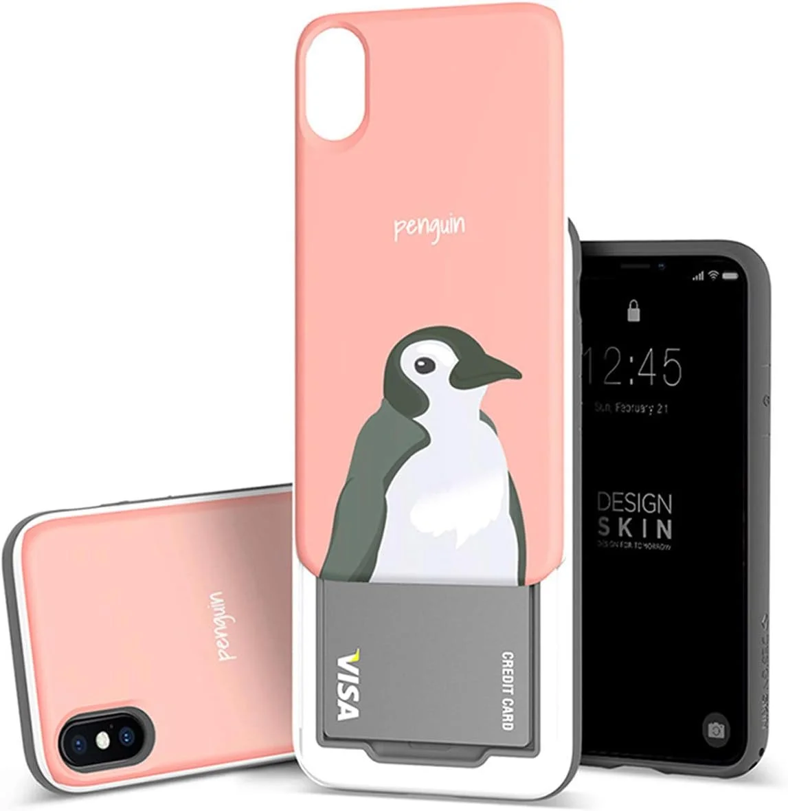 کاور گوشی آیفون ایکس اس/ایکس Design Skin DSK14682i58، طرح گرافیکی پنگوئن، مناسب آیفون 5.8 اینچی، سازگار با شارژ بی‌سیم