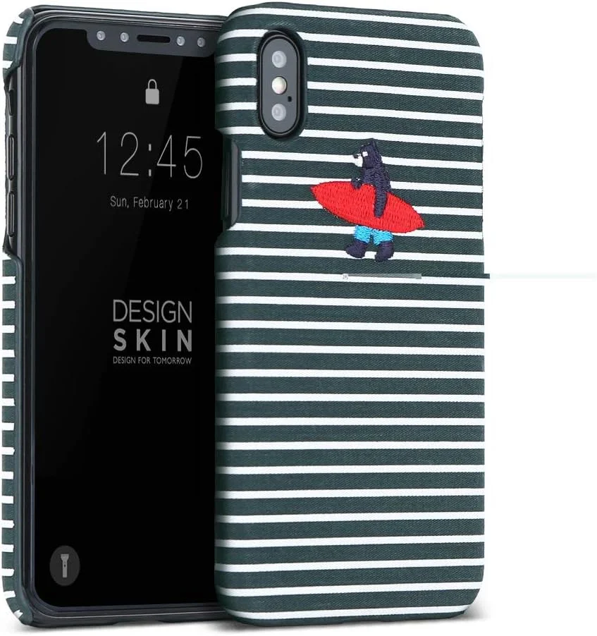 قاب گوشی آیفون ایکس Design Skin DSK13425iX، طرح خرس موج سوار سبز