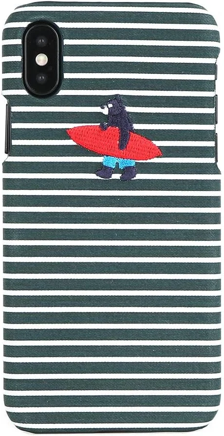 قاب گوشی آیفون ایکس Design Skin DSK13425iX، طرح خرس موج سوار سبز