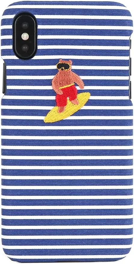 کاور گوشی آیفون ایکس اس/ایکس Design Skin DSK13423iX مدل Wetherby BARTYPE طرح خرس موج سوار آبی