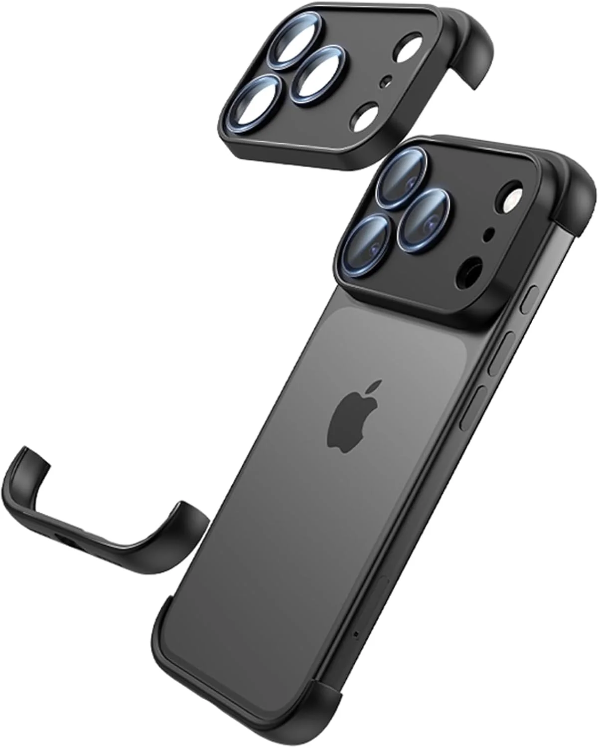 قاب محافظ لنز دوربین گوشی آیفون 17 پرو، محافظ بامپر سیلیکونی باریک، سبک و بدون قاب پشتی، سازگار با شارژ بی‌سیم MagSafe (مشکی)