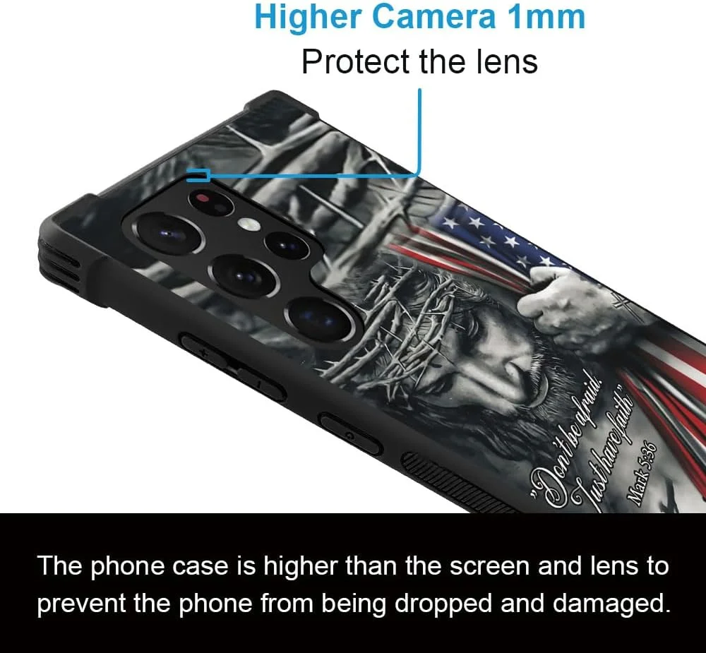 قاب محافظ DAIZAG سازگار با گوشی سامسونگ گلکسی S23 Ultra، قاب گوشی مقاوم در برابر ضربه، طرح پرچم آمریکا