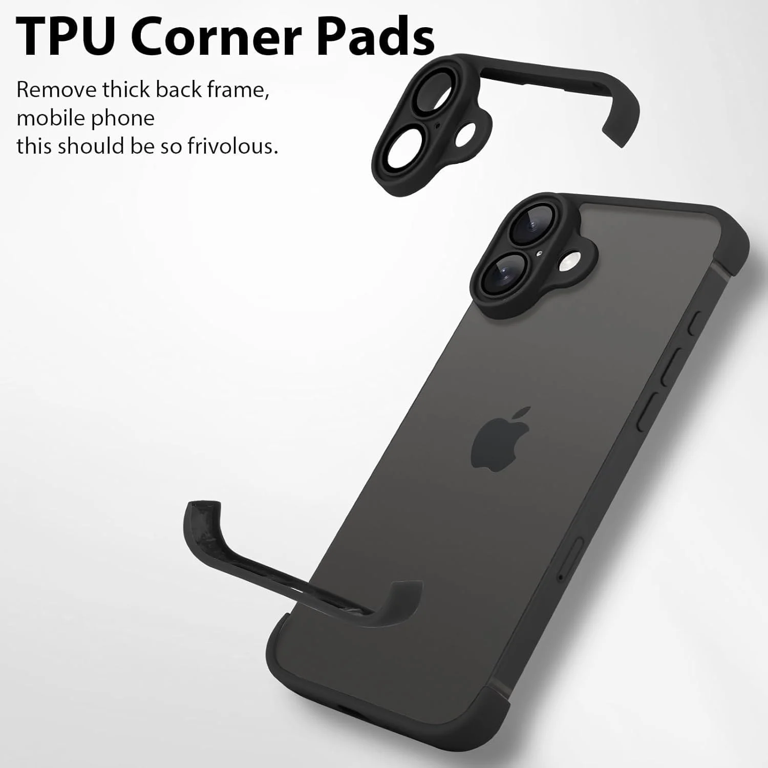 قاب محافظ لنز دوربین گوشی آیفون ایر، باریک، سبک و بدون قاب پشتی، سازگار با شارژ بی‌سیم MagSafe (مشکی)