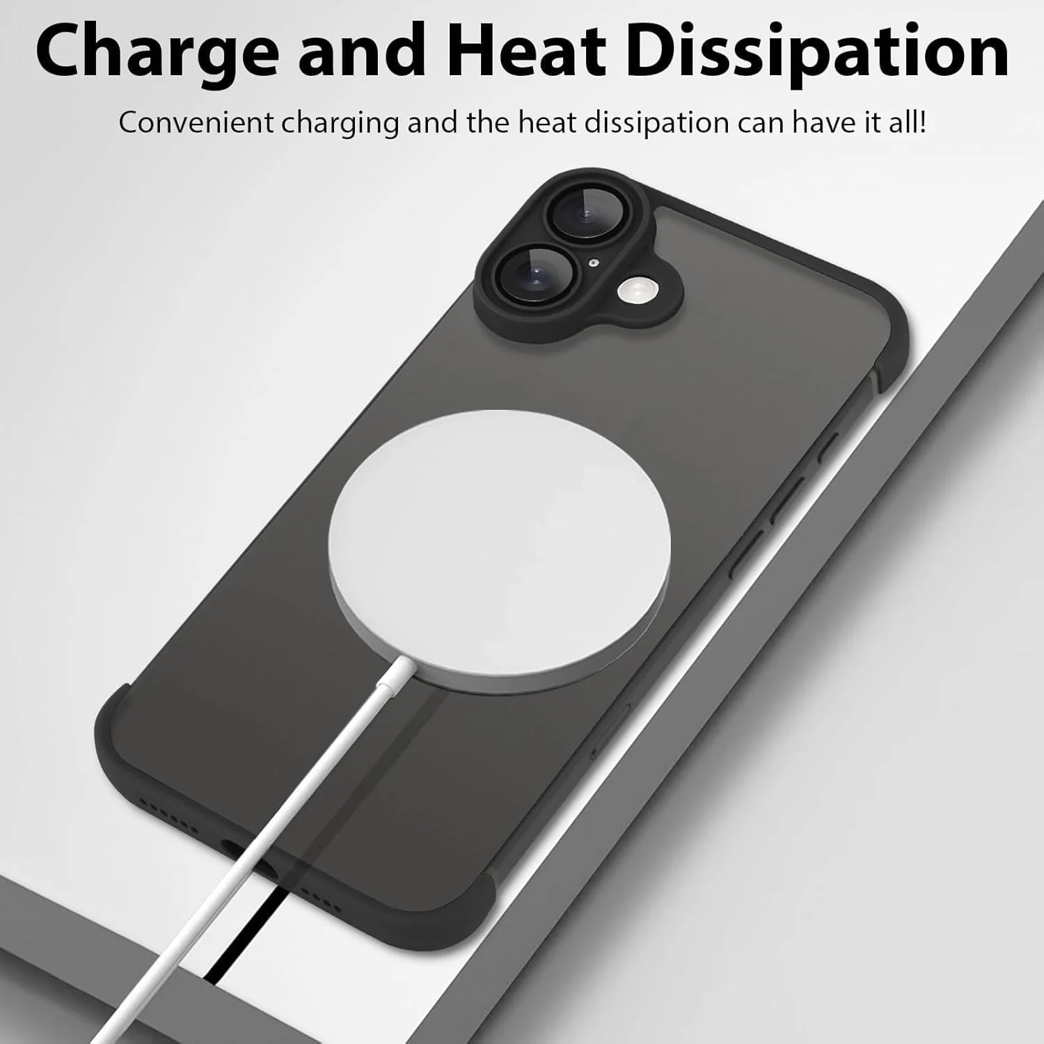 قاب محافظ لنز دوربین گوشی آیفون ایر، باریک، سبک و بدون قاب پشتی، سازگار با شارژ بی‌سیم MagSafe (مشکی)