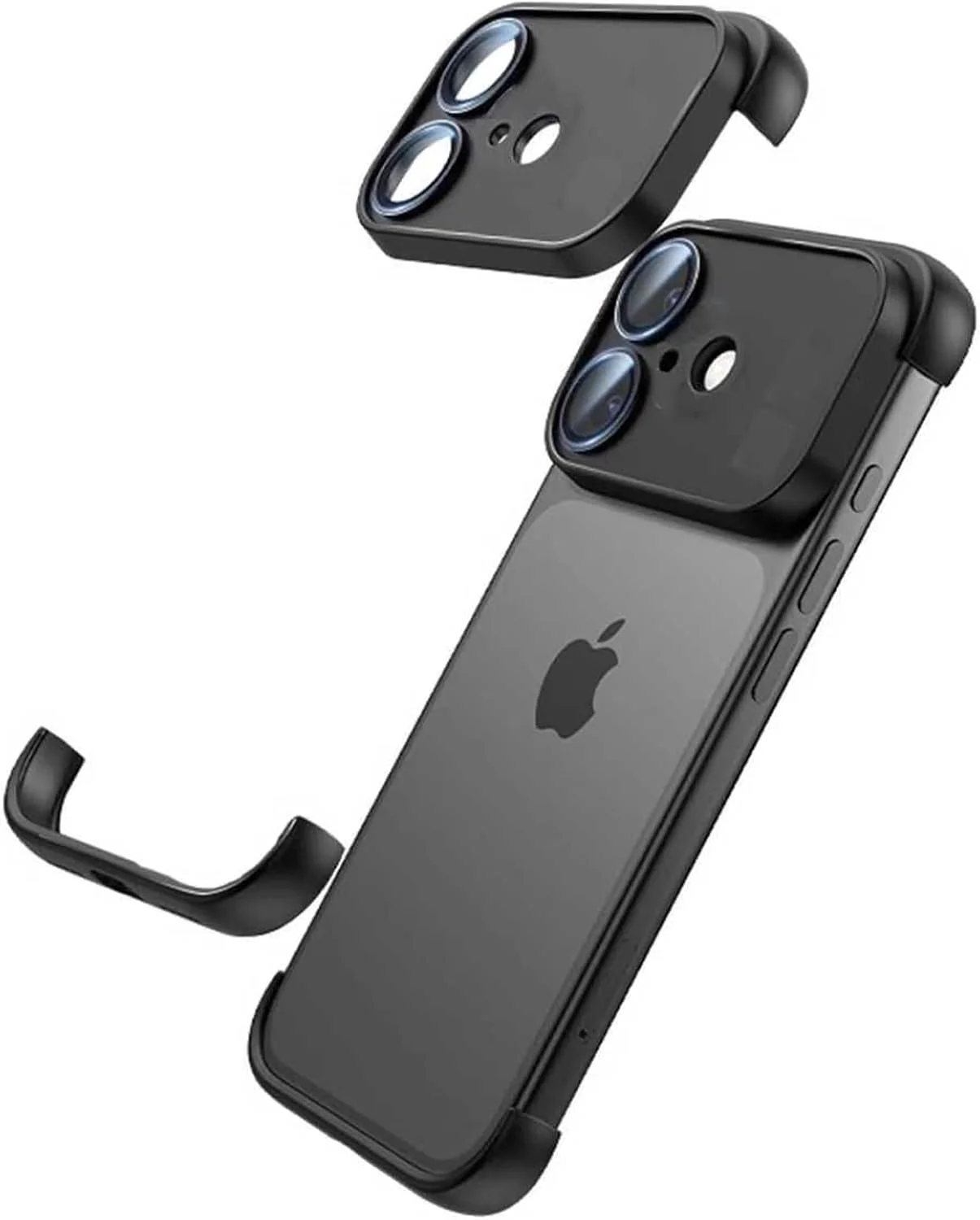 قاب محافظ لنز دوربین آیفون 17، طراحی مینیمال بدون قاب پشتی، باریک، سبک وزن، پوشش بامپر سیلیکونی سازگار با شارژ بی‌سیم MagSafe (مشکی)