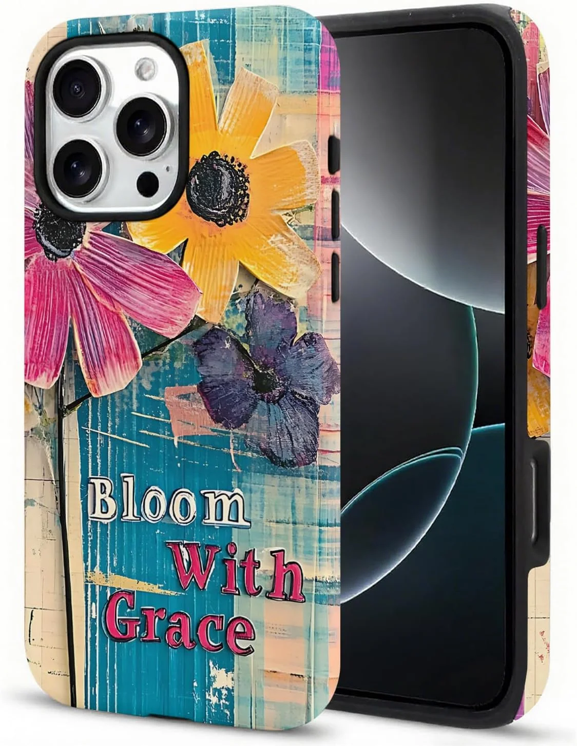 قاب گوشی طرح گلدار مناسب برای آیفون 16 پرو، کاور طرح گل با الهام از زندگی برای آیفون 16 پرو، قاب محافظ سیلیکونی نرم و کامپیوتر سخت ضد ضربه (شکوفه با ظرافت)