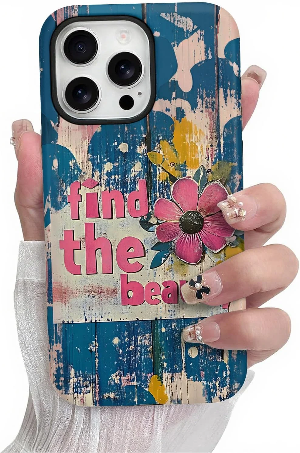 کاور طرح گلدار مناسب برای آیفون 16 پرو مکس، کاور طرح گل با الهام از زندگی برای آیفون 16 پرو مکس، کاور محافظ سیلیکونی نرم و ضد ضربه با بدنه PC سخت (زیبایی را پیدا کن)
