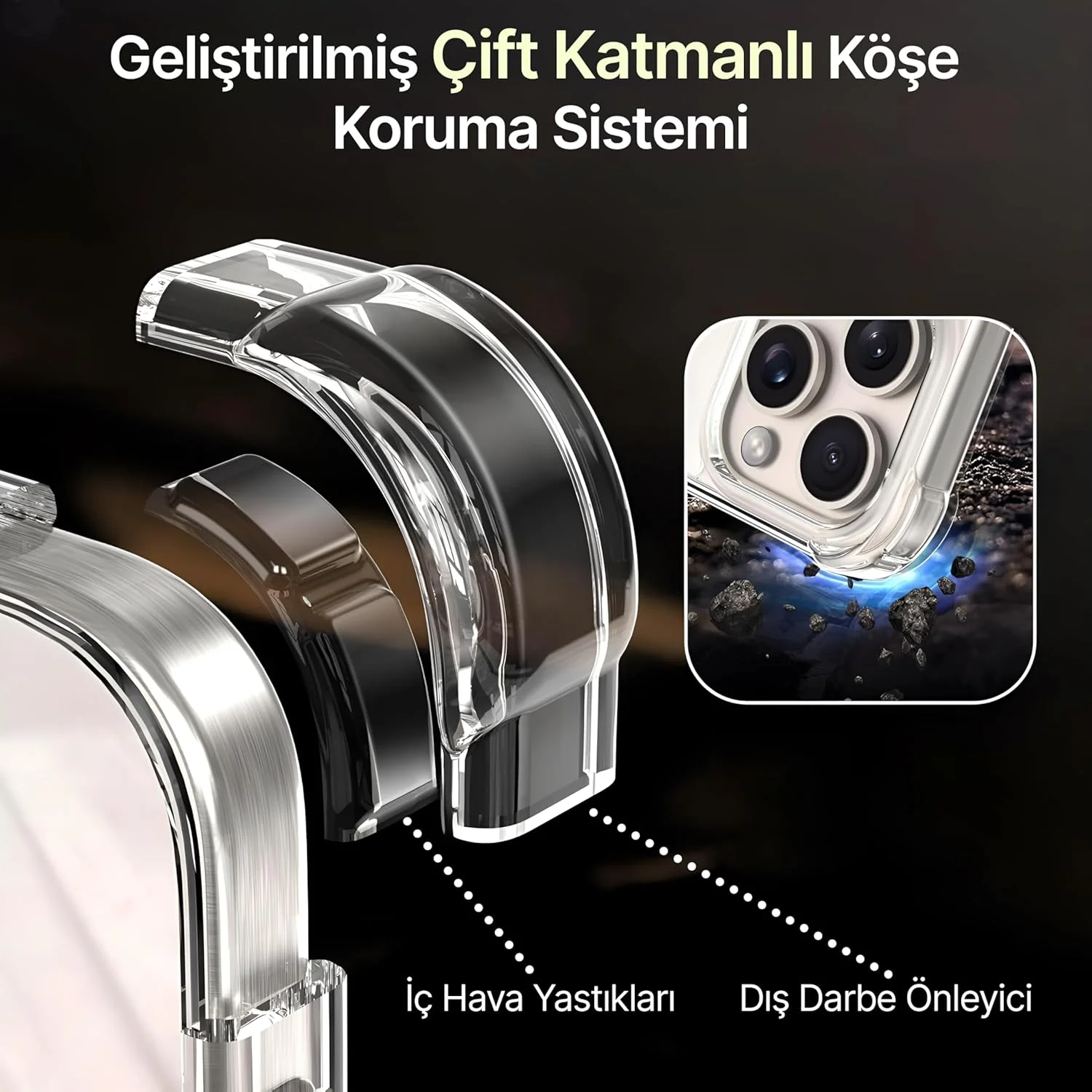 قاب محافظ آیفون 16 پرو مکس سازگار با مگ‌سیف، دارای گوشه‌های ضد ضربه، حلقه مغناطیسی فوق‌العاده قوی و پوشش مواد شفاف