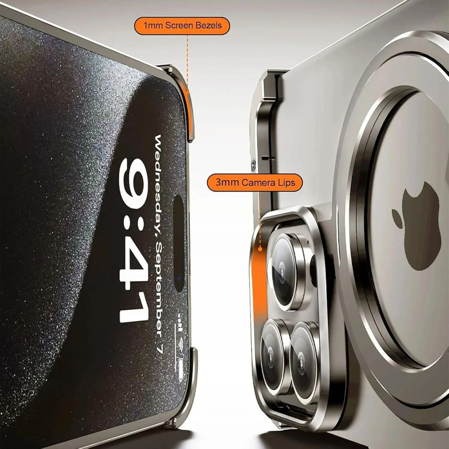 قاب گوشی آیفون 16 پرو مکس/16 پرو، سازگار با MagSafe، دارای پایه مغناطیسی، طراحی بدون فریم فلزی آلومینیومی، فوق العاده نازک، سبک وزن، شیک و مینیمالیستی (مشکی، 16 پرو مکس)