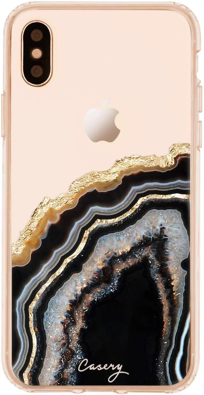 قاب گوشی طرح عقیق مشکی و طلایی Casery برای آیفون X/XS مدل IXH-0402