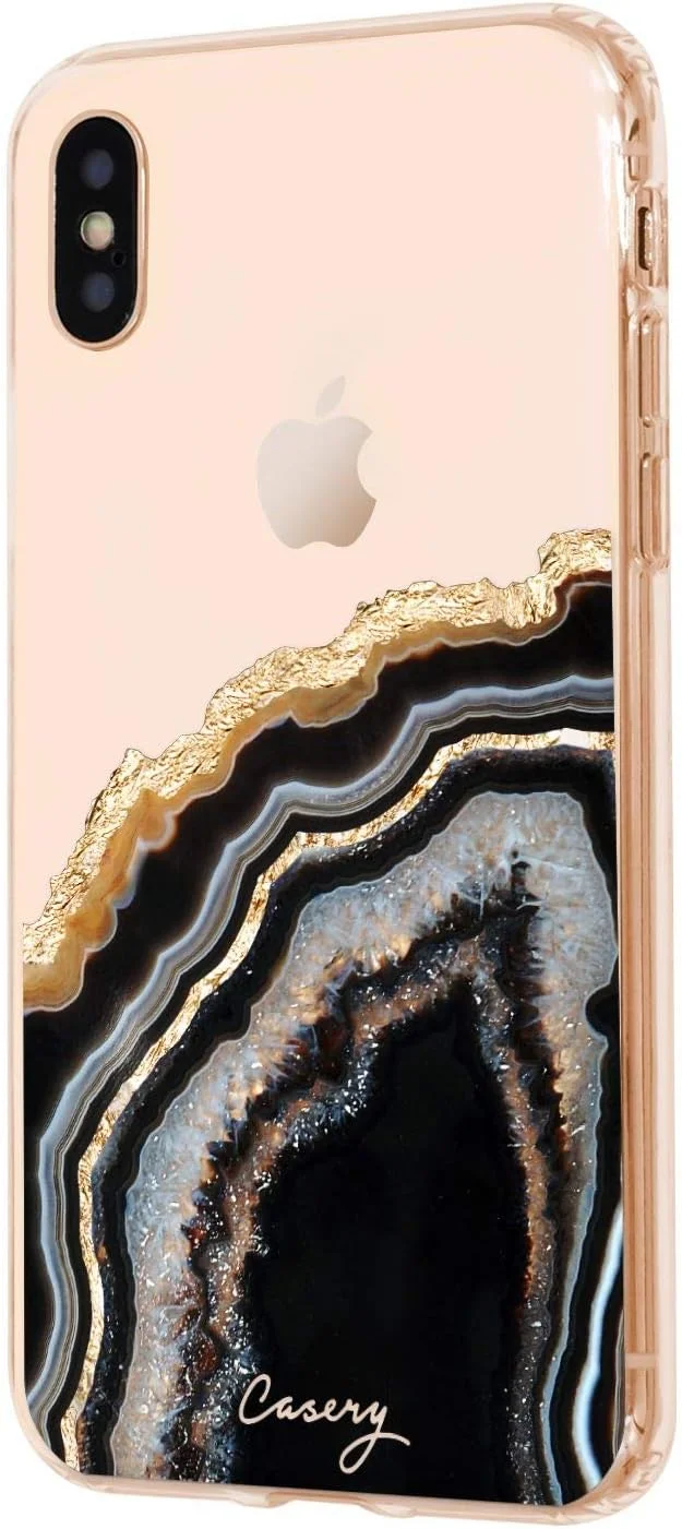قاب گوشی طرح عقیق مشکی و طلایی Casery برای آیفون X/XS مدل IXH-0402
