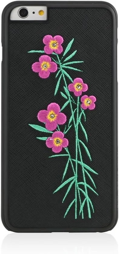 کیف چرمی طرح گل Bling My Thing Flora با عناصر سواروسکی برای آیفون 6 پلاس - بسته بندی خرده فروشی - مشکی/گل