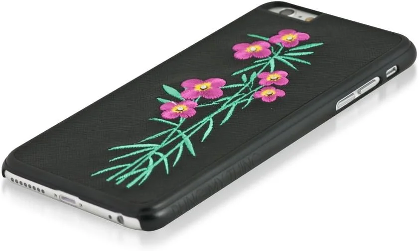 کیف چرمی طرح گل Bling My Thing Flora با عناصر سواروسکی برای آیفون 6 پلاس - بسته بندی خرده فروشی - مشکی/گل