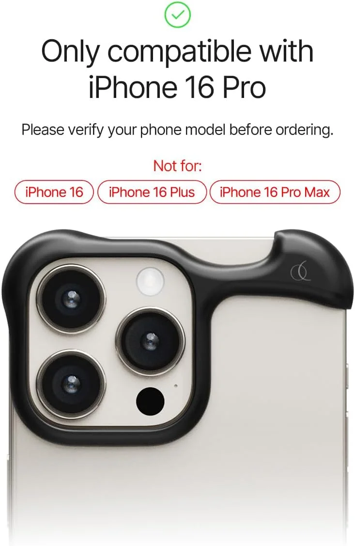 قاب محافظ گوشی آیفون 16 پرو Arc Pulse (مدل 2024)، محافظت حداقلی با جذب شوک، پوسته‌های آلومینیومی با گرید هوافضا + لایه‌های الاستومری، نصب آسان، 6.3 اینچ (آلومینیوم مشکی مات)