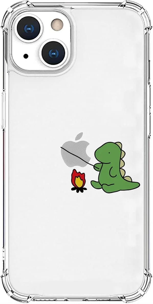 قاب گوشی آیفون 13 AKAN AK20975i13، نرم و مقاوم [ایکَن، محبوب، دایناسور، شخصیت، TPU شفاف، علامت تماس، 4 گوشه، بالشتک هوا، ضد ضربه، ضد گرد و غبار، شارژ بی سیم] سبز آتش کمپ