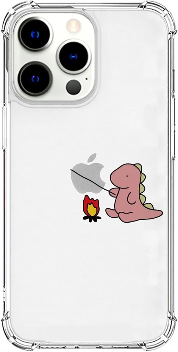 قاب گوشی آیفون 13 پرو AKAN AK21003i13P، نرم و مقاوم [طرح ایکان، محبوب، دایناسور، شخصیت، TPU شفاف، ضد لک، 4 گوشه با بالشتک هوا، ضد ضربه، ضد گرد و غبار، شارژ بی سیم] رنگ صورتی آتشین