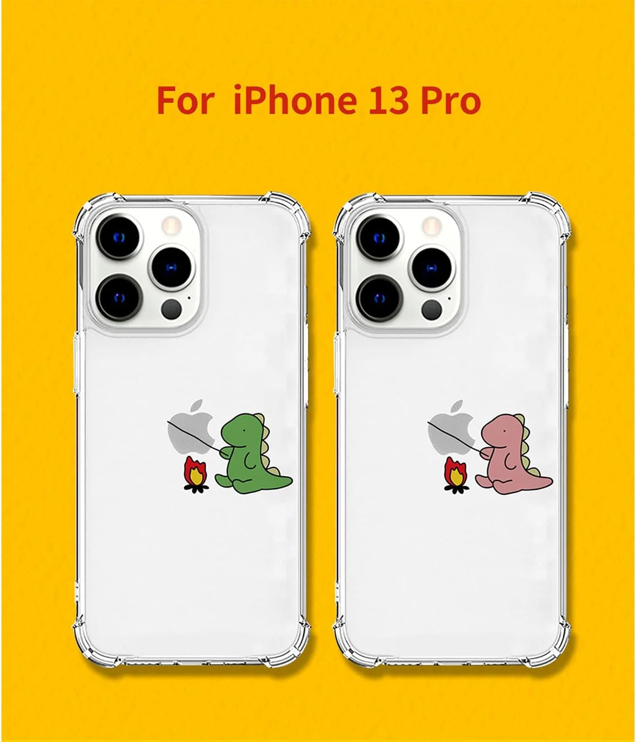 قاب گوشی آیفون 13 پرو AKAN AK21003i13P، نرم و مقاوم [طرح ایکان، محبوب، دایناسور، شخصیت، TPU شفاف، ضد لک، 4 گوشه با بالشتک هوا، ضد ضربه، ضد گرد و غبار، شارژ بی سیم] رنگ صورتی آتشین