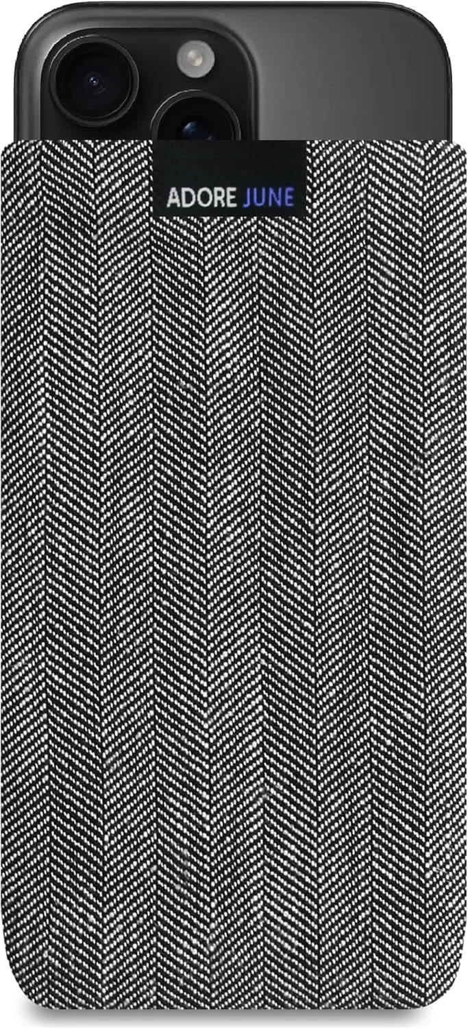 کیف محافظ گوشی موبایل مناسب برای آیفون 16 پرو مکس 2024، ساخته شده از پارچه جناغی با طرح خاص، دارای قابلیت تمیز کردن صفحه نمایش