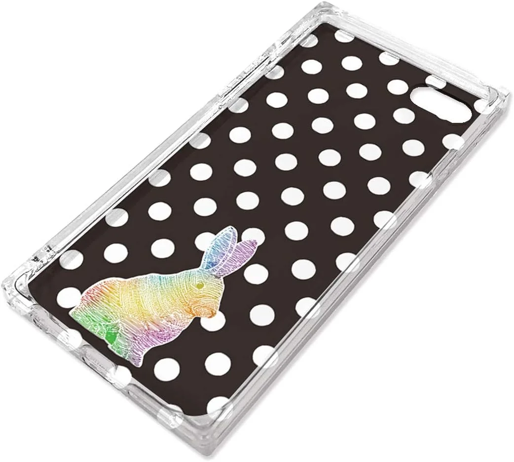 قاب گوشی آیفون SE (نسل سوم/ 2022) آیکان، قاب مربعی نرم، خرگوش رنگین کمانی مشکی، کاور آیفون، قاب مکعبی، محافظت از گوشه ها، جلوگیری از افتادن، دارای سوراخ بند، سازگار با شارژ بی سیم، 4.7 اینچ