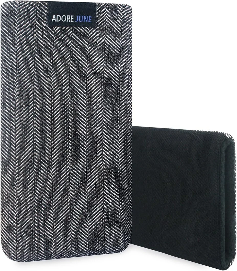 کیف محافظ گوشی موبایل مناسب برای آیفون 16 پرو مکس 2024، ساخته شده از پارچه جناغی با طرح خاص، دارای قابلیت تمیز کردن صفحه نمایش