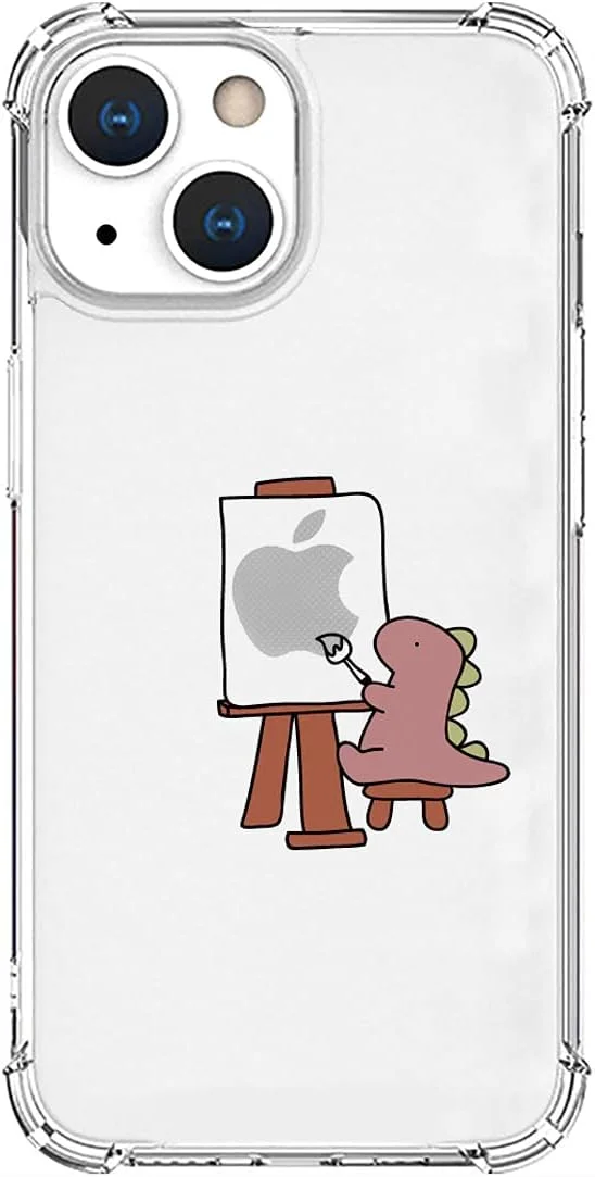 کاور محافظ گوشی آیفون 13 مینی AKAN AK20945i13MN، نرم و مقاوم [طرح ایکان، محبوب، دایناسور، شخصیت، TPU شفاف، ضد ضربه، ضد گرد و غبار، شارژ بی‌سیم]