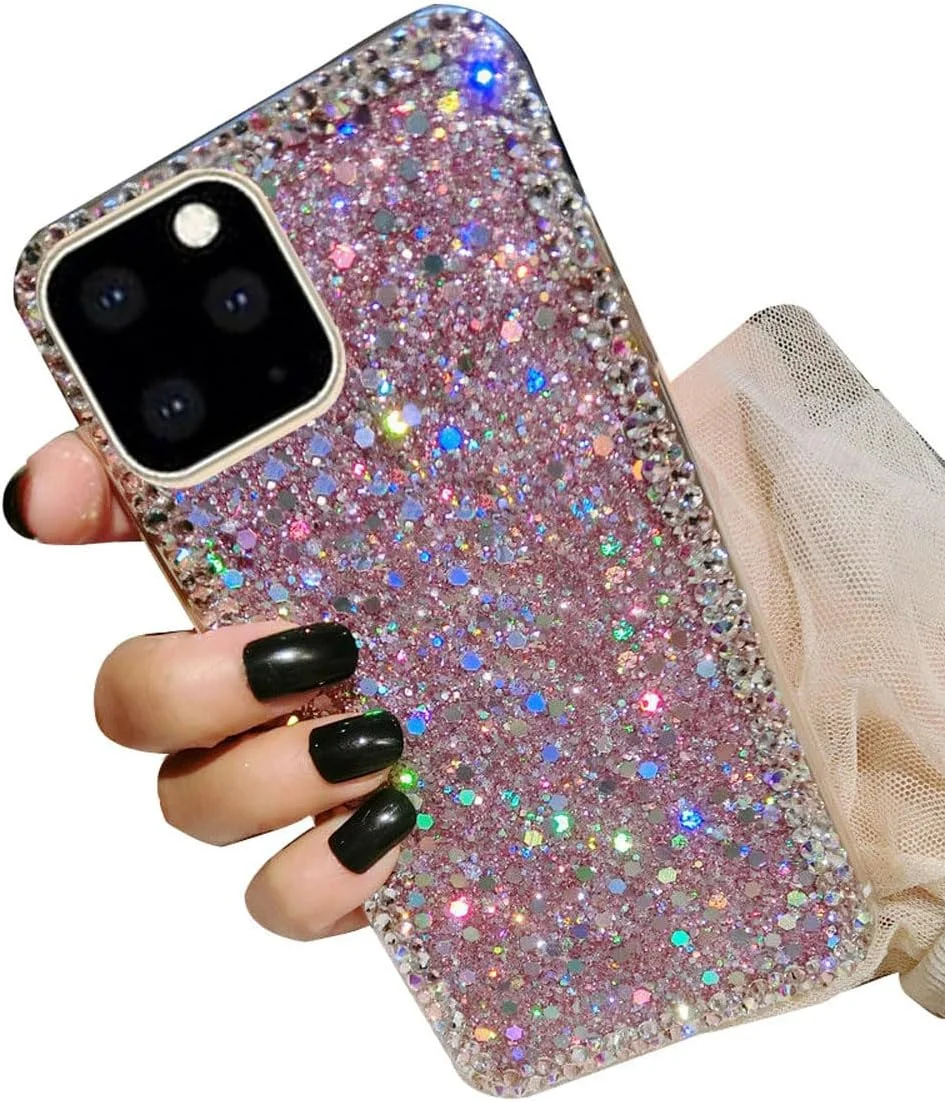 قاب گوشی صورتی اکلیلی برای آیفون ایر، محافظ نرم و باریک TPU با روکش الماس و نگین درخشان