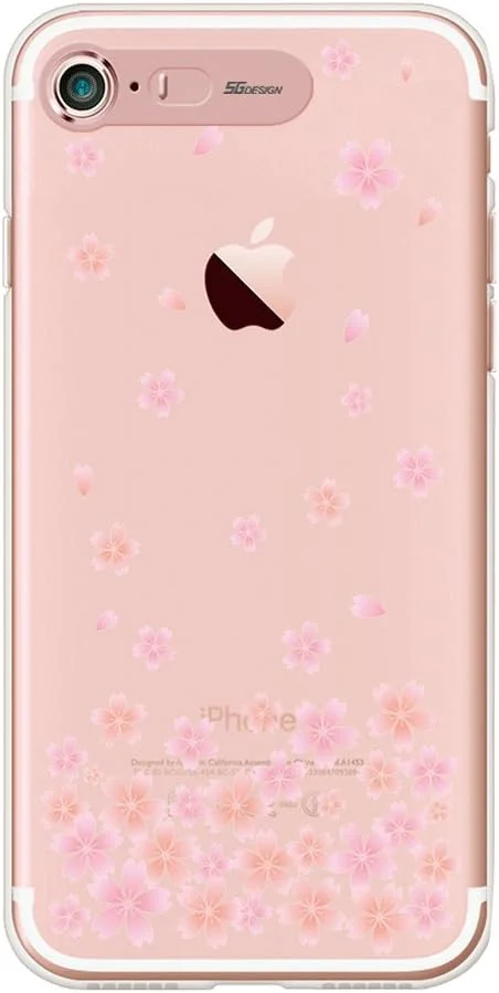 کاور محافظ گوشی آیفون اس ای (نسل سوم / 2022)، کاور نورانی، طرح هنری محافظ، شکوفه گیلاس، رزگلد، درخشان، کاور آیفون، آیفون اس ای (نسل دوم) / 8 / 7