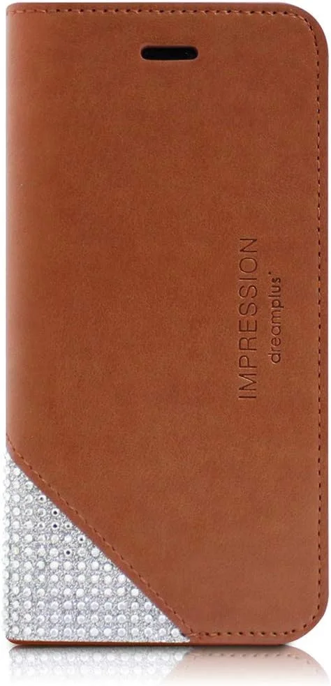 کیف نگین‌دار Dreamplus DP4791i6P مناسب برای آیفون 6s Plus/6 Plus، مدل Slip On Diary، قهوه‌ای شتری، طرح دفترچه خاطرات