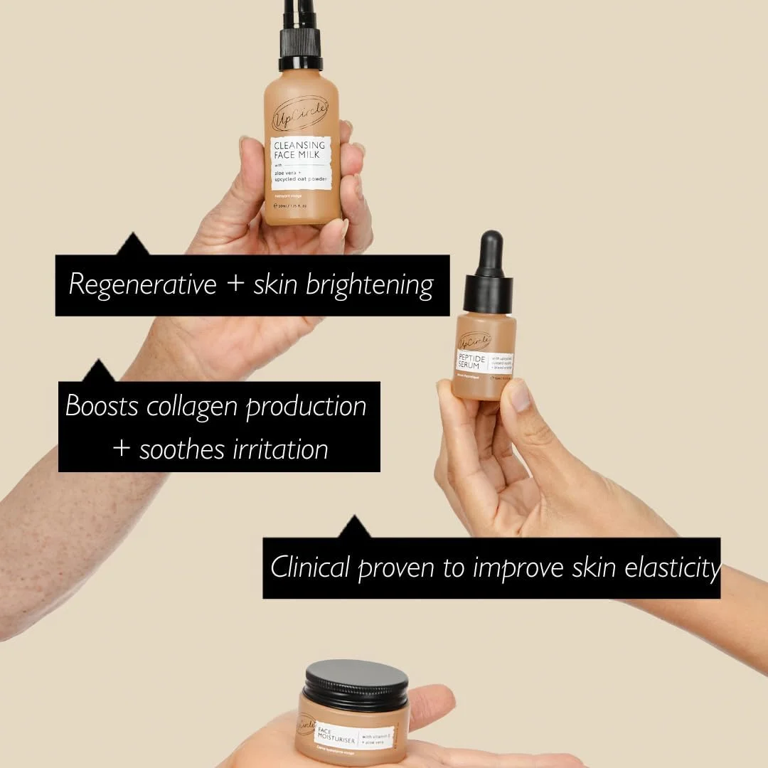 مجموعه کشف آپ‌سیرکل - شیر پاک‌کن، مرطوب‌کننده صورت و سرم پپتیدی سه تایی - ویتامین ای، نیاسینامید + آلوئه ورا - تقویت کلاژن، مرطوب‌کننده + تسکین‌دهنده - وگان + بدون تست حیوانی