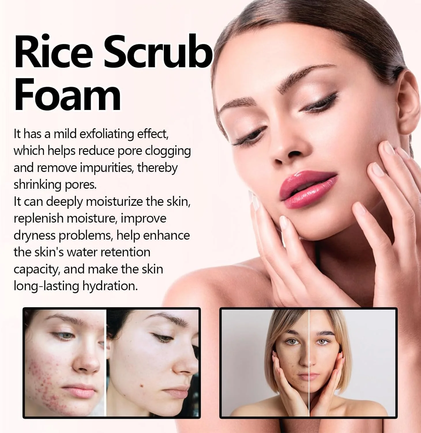 پاک کننده صورت برنج آزونی، پاک کننده روغن صورت، کرم پاک کننده صورت، مرطوب کننده، روشن کننده و پاک کننده عمیق، وگان، ارگانیک، شستشوی صورت برای پوست های حساس، معمولی و چرب